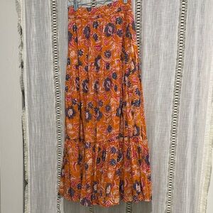Cleobella Floral Orange Maxi Skirt